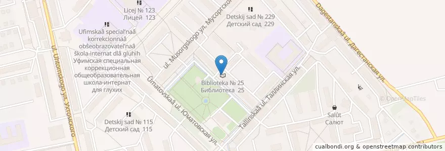 Mapa de ubicacion de Библиотека № 25 en Rusland, Приволжский Федеральный Округ, Basjkirostan, Городской Округ Уфа.