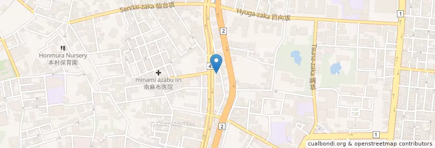 Mapa de ubicacion de 麻布ラーメン (Azabu-Ramen) en Japonya, 東京都, 港区.