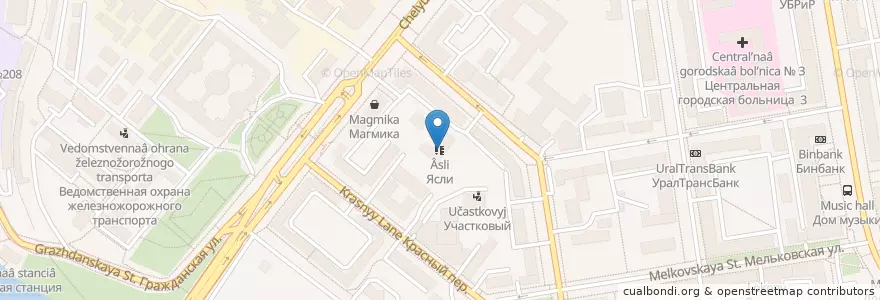 Mapa de ubicacion de Ясли en Russie, District Fédéral De L'Oural, Oblast De Sverdlovsk, Городской Округ Екатеринбург.