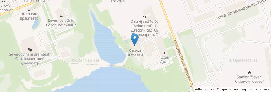 Mapa de ubicacion de Караван en Russia, Northwestern Federal District, Arkhangelsk Oblast, Primorsky District, Городской Округ Северодвинск.
