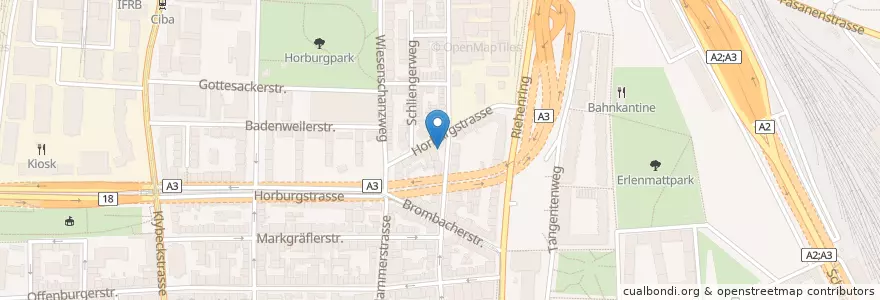 Mapa de ubicacion de Erlengarten en سويسرا, مدينة بازل, Basel.