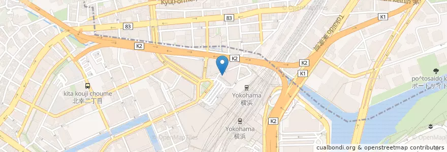 Mapa de ubicacion de 横浜銀行 en 日本, 神奈川縣, 横滨市, 西区, 神奈川区.