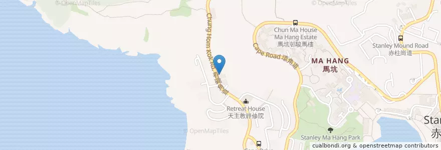 Mapa de ubicacion de 舂坎角消防局 Chung Hom Kok Fire Station en 中国, 広東省, 香港, 香港島, 新界, 南區 Southern District.