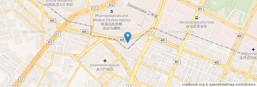 Mapa de ubicacion de 播磨屋本店 en Japonya, 東京都, 港区.
