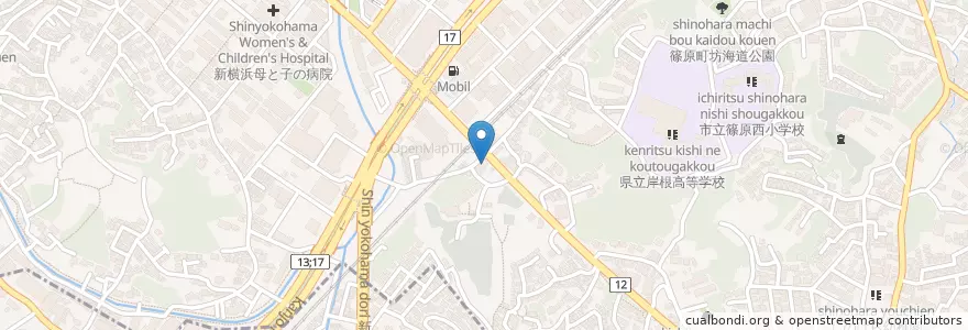 Mapa de ubicacion de 知多家 en 日本, 神奈川県, 横浜市, 港北区.