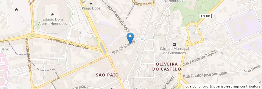 Mapa de ubicacion de Padaria en Portogallo, Nord, Braga, Ave, Guimarães, Oliveira, São Paio E São Sebastião.