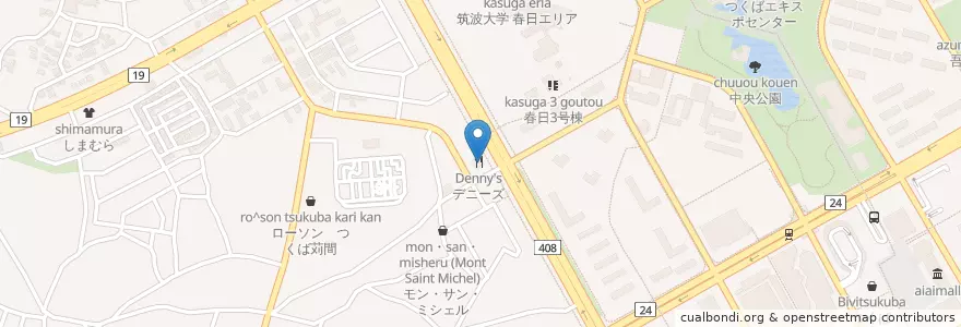 Mapa de ubicacion de デニーズ en Japan, Präfektur Ibaraki, つくば市.
