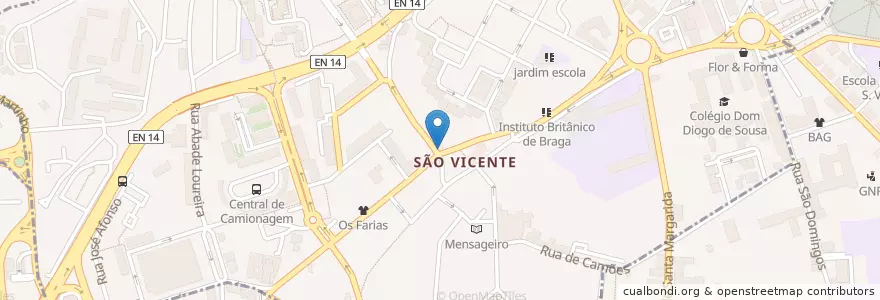 Mapa de ubicacion de Star en 포르투갈, 노르트 지방, Braga, Cávado, Braga, São Vicente.