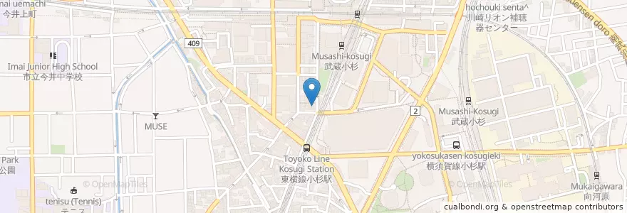 Mapa de ubicacion de 岡野歯科 en Japan, Präfektur Kanagawa, 川崎市, 中原区.