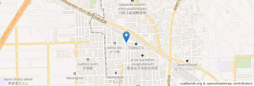 Mapa de ubicacion de マクドナルド 武蔵新城店 en Japão, 神奈川県, 川崎市, 中原区.