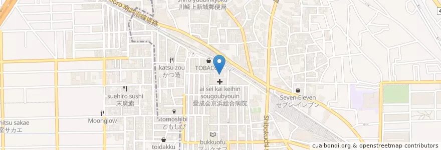 Mapa de ubicacion de 川崎信用金庫 en Japon, Préfecture De Kanagawa, Kawasaki, 中原区.