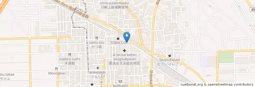 Mapa de ubicacion de 横浜銀行 en 日本, 神奈川縣, 川崎市, 中原区.