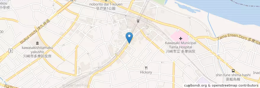 Mapa de ubicacion de 藤井整形外科 en 日本, 神奈川縣, 川崎市, 多摩区.