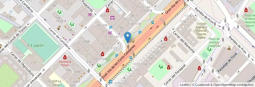 Mapa de ubicacion de 139 - Gran Vía 1131 en İspanya, Catalunya, Barcelona, Barcelonès, Barcelona.