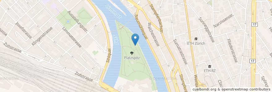 Mapa de ubicacion de Platzspitz en Schweiz/Suisse/Svizzera/Svizra, Zürich, Bezirk Zürich, Zürich.