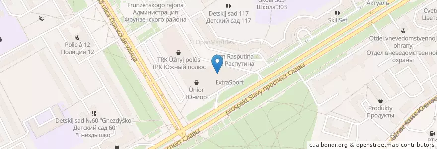 Mapa de ubicacion de Газпромбанк en ロシア, 北西連邦管区, レニングラード州, サンクト ペテルブルク, Фрунзенский Район, Округ № 72.