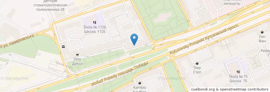 Mapa de ubicacion de Уралсиб en ロシア, 中央連邦管区, モスクワ, Западный Административный Округ, Район Дорогомилово.