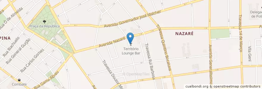 Mapa de ubicacion de Território Lounge Bar en Brazil, North Region, Pará, Região Geográfica Intermediária De Belém, Microrregião De Belém, Belém.