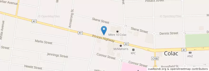 Mapa de ubicacion de Harts at Mid City en Avustralya, Victoria, Shire Of Colac Otway.