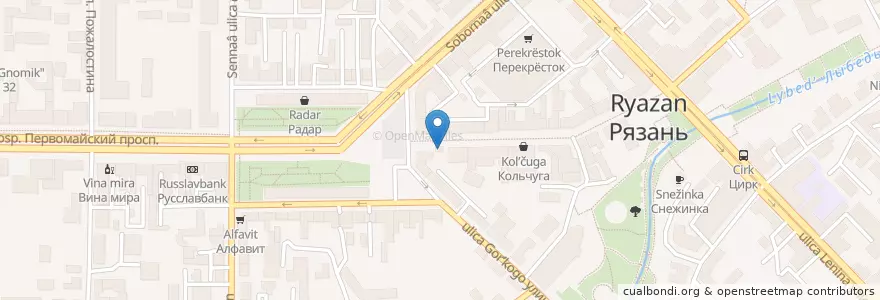 Mapa de ubicacion de Кафе en 러시아, Центральный Федеральный Округ, Рязанская Область, Городской Округ Рязань.