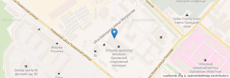 Mapa de ubicacion de Кафе-бар «Жар-пицца» en Rússia, Distrito Federal Central, Oblast De Oriol, Орловский Район, Городской Округ Орёл.