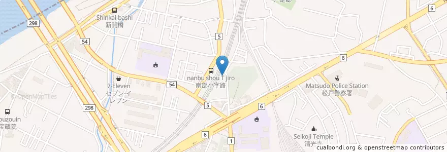 Mapa de ubicacion de 弁財天宮 en Japonya, 千葉県, 松戸市.