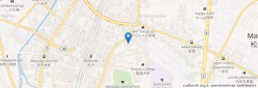 Mapa de ubicacion de 聖徳大学 en Giappone, Prefettura Di Chiba, 松戸市.