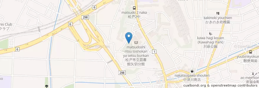 Mapa de ubicacion de 甚兵衛稲荷 en ژاپن, 千葉県, 松戸市.
