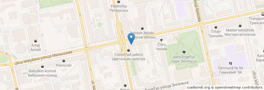 Mapa de ubicacion de Детская музыкальная школа № 1 en Russia, Ural Federal District, Sverdlovsk Oblast, Yekaterinburg Municipality.