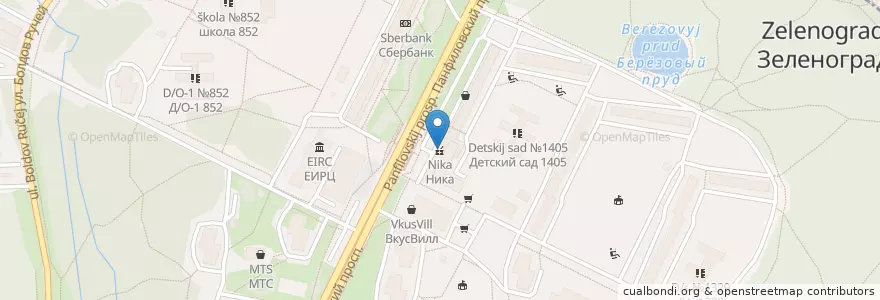 Mapa de ubicacion de Ника en ロシア, 中央連邦管区, モスクワ州, モスクワ, Зеленоградский Административный Округ, Район Силино.