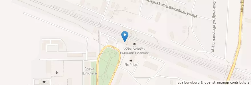 Mapa de ubicacion de Вокзал (Вышний Волочёк) en Rusia, Distrito Federal Central, Óblast De Tver, Вышневолоцкий Городской Округ.