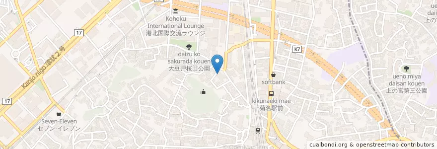 Mapa de ubicacion de 本乗寺 en Japon, Préfecture De Kanagawa, 横浜市, 港北区.