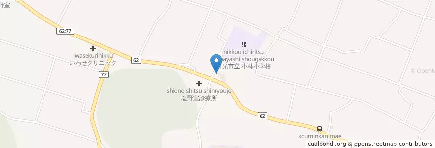 Mapa de ubicacion de 小林直売所 en Japan, Tochigi Prefecture, Nikko.