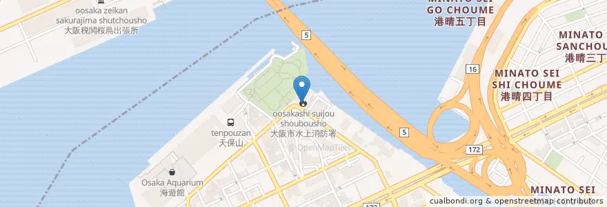 Mapa de ubicacion de 大阪市水上消防署 en Japón, Prefectura De Osaka, Osaka, 港区.