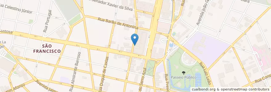 Mapa de ubicacion de Shopping Mueller en ブラジル, 南部地域, パラナ, Região Geográfica Intermediária De Curitiba, Região Metropolitana De Curitiba, Microrregião De Curitiba, クリチバ.