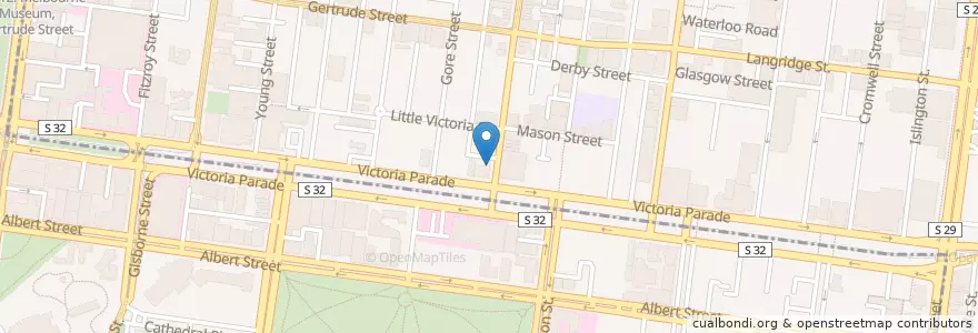 Mapa de ubicacion de Fahrenheit Pizza en Australië, Victoria, City Of Yarra.