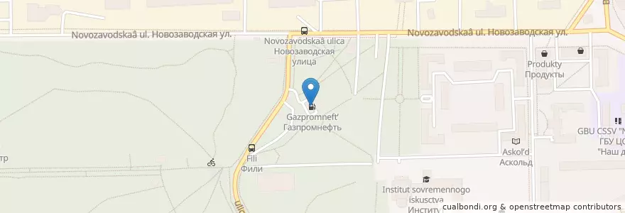 Mapa de ubicacion de Газпромнефть en Rusland, Centraal Federaal District, Moskou, Западный Административный Округ, Район Филёвский Парк.