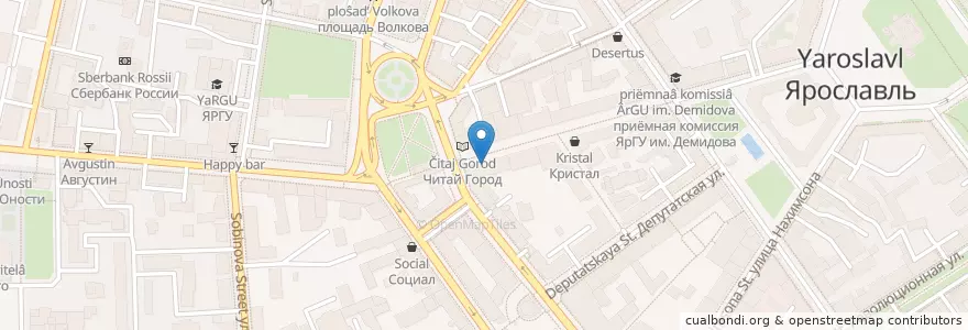 Mapa de ubicacion de Traveler's Coffe en Rusia, Distrito Federal Central, Óblast De Yaroslavl, Ярославский Район, Городской Округ Ярославль.