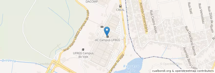 Mapa de ubicacion de AC Campus UFRGS en Brasil, Região Sul, Rio Grande Do Sul, Região Metropolitana De Porto Alegre, Região Geográfica Intermediária De Porto Alegre, Região Geográfica Imediata De Porto Alegre, Porto Alegre.