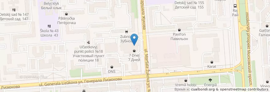 Mapa de ubicacion de Аптека 36,6 en ロシア, 中央連邦管区, Воронежская Область, Городской Округ Воронеж.