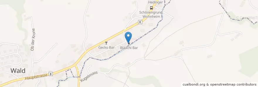 Mapa de ubicacion de Bläächi Bar en 스위스, Appenzell Ausserrhoden, Sankt Gallen, Hinterland.