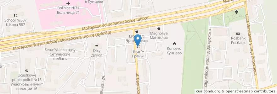 Mapa de ubicacion de Грань+ en Rússia, Distrito Federal Central, Москва, Западный Административный Округ, Можайский Район.
