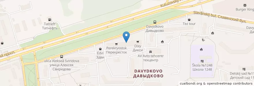 Mapa de ubicacion de Сан Сан en ロシア, 中央連邦管区, モスクワ, Западный Административный Округ, Район Фили-Давыдково.
