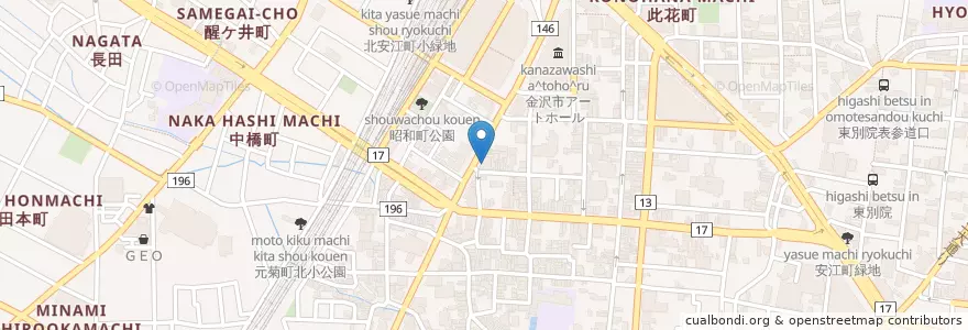 Mapa de ubicacion de とと屋 en Japonya, 石川県, 金沢市.