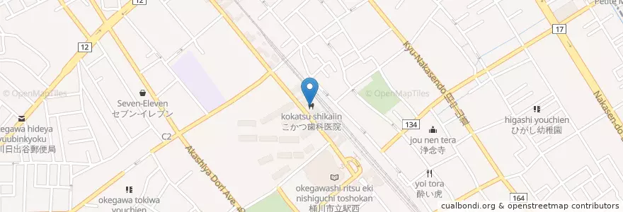 Mapa de ubicacion de こかつ歯科医院 en Japão, 埼玉県, 桶川市.