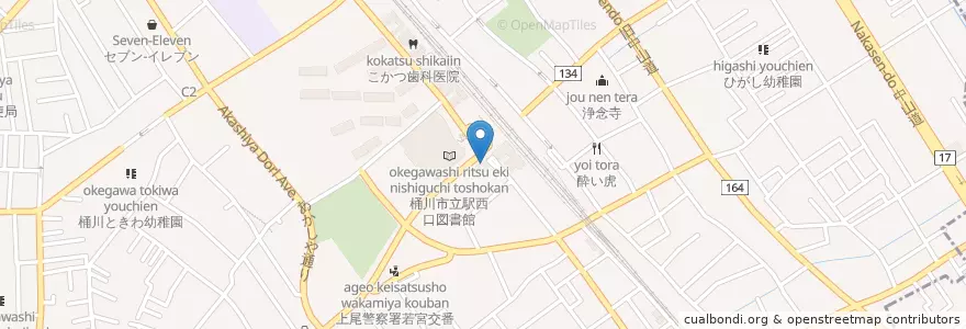 Mapa de ubicacion de 埼玉りそな銀行 en Japón, Prefectura De Saitama, 桶川市.