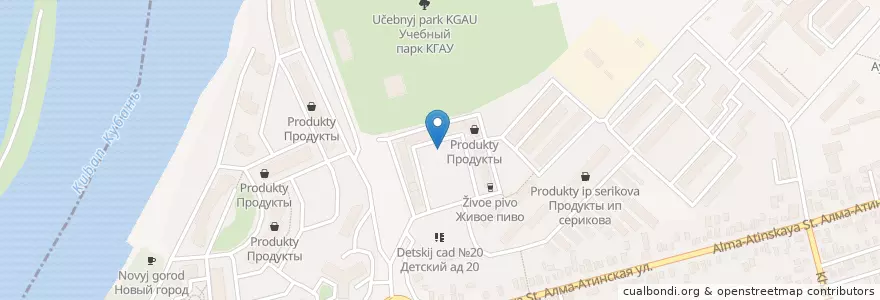 Mapa de ubicacion de Подземные гаражи en 俄罗斯/俄羅斯, 南部联邦管区, 克拉斯诺达尔边疆区, Городской Округ Краснодар.