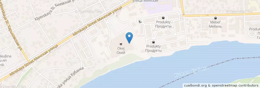 Mapa de ubicacion de Любо-кафе en Rusia, Южный Федеральный Округ, Краснодарский Край, Городской Округ Краснодар.