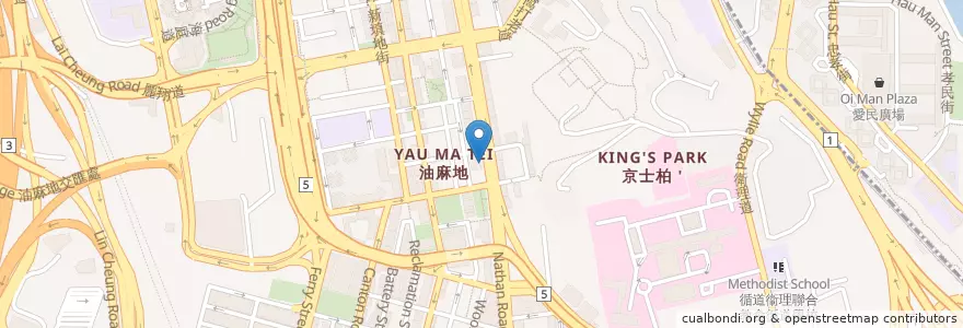 Mapa de ubicacion de Garden Restaurant en 中国, 广东省, 香港 Hong Kong, 九龍 Kowloon, 新界 New Territories, 油尖旺區 Yau Tsim Mong District.