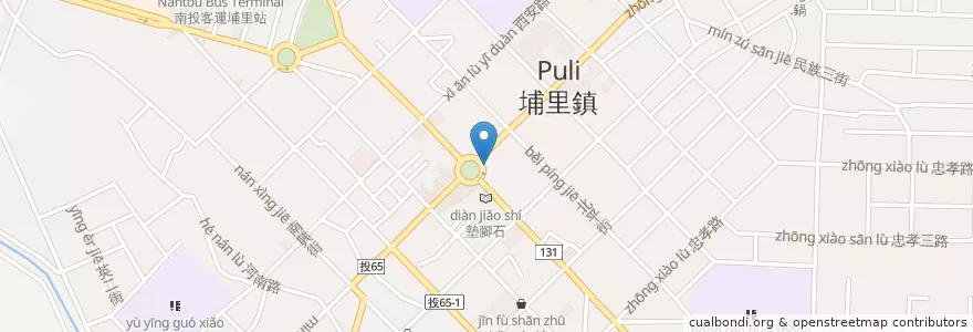 Mapa de ubicacion de 合作金庫商業銀行 en Taiwan, Taiwan Province, Nantou County, Puli Township.